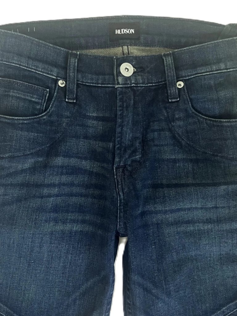 Nwot Hudson Ethan Biker Skinny Jeans Moto Stretch Hatch Dark Wash 28 (33.5"L) — image 3 of 6